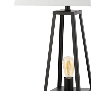 Waylon 28.5" Classic Industrial Iron Nightlight Table Lamp With USB, Black