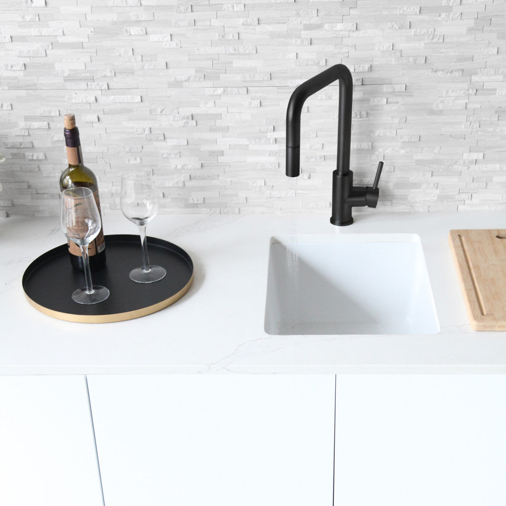 STYLISH Single Handle Pull-Down Dual Mode Kitchen Faucet Stainless Steel/Black