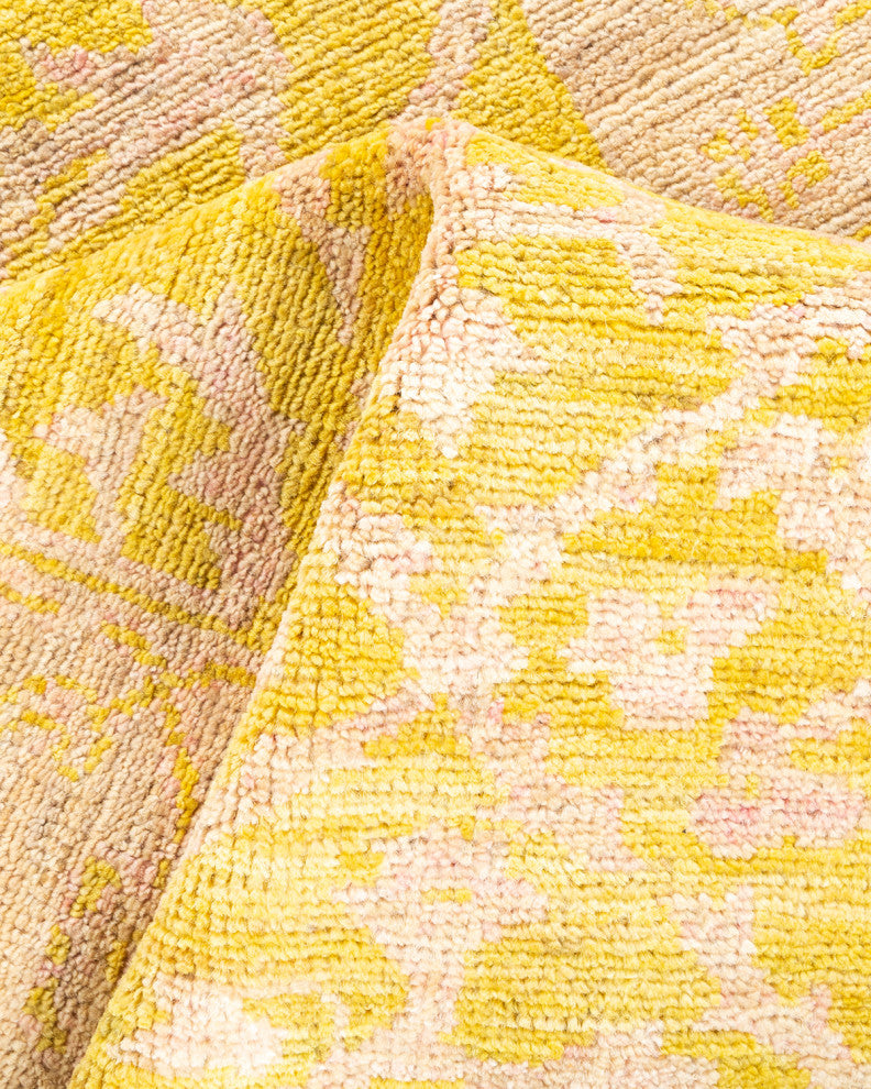 Eclectic, One-of-a-Kind Hand-Knotted Area Rug Yellow, 2'9"x11'8"