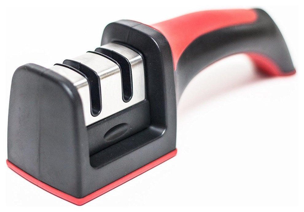 Professional Kitchen 2 Stage Knife Sharpener With Safety Soft Grip Handle