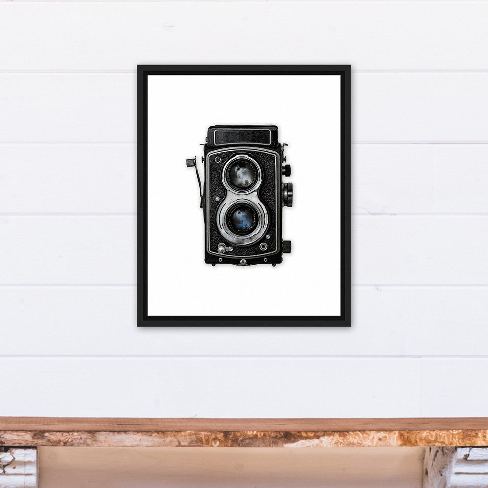 Vintage Square Box Camera 16"x20" Black Framed Print on Canvas