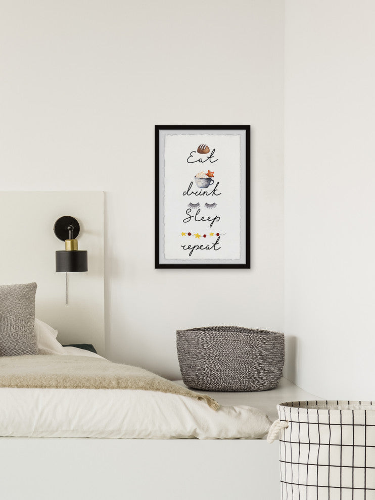 "Drink and Sleep" Framed Painting Print, 12x18