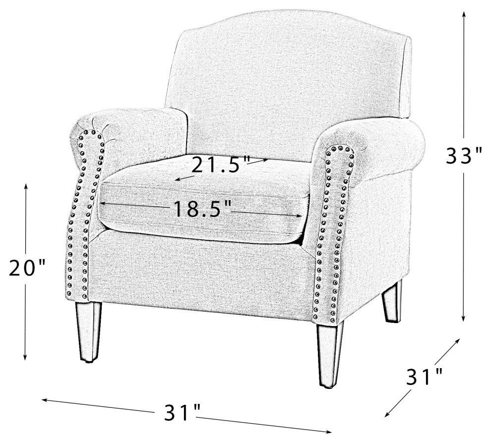 Comfy Armchair With Nailhead Trims Set of 2, Navy