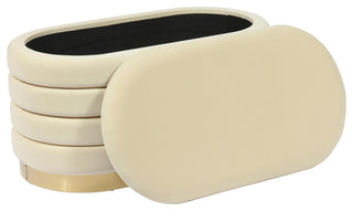 Lillian Cream Velvet Storage Bench - Cream