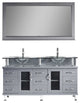 59" Double Bathroom Vanity, Gray, Clear Tempered Glass, Polished Chrome