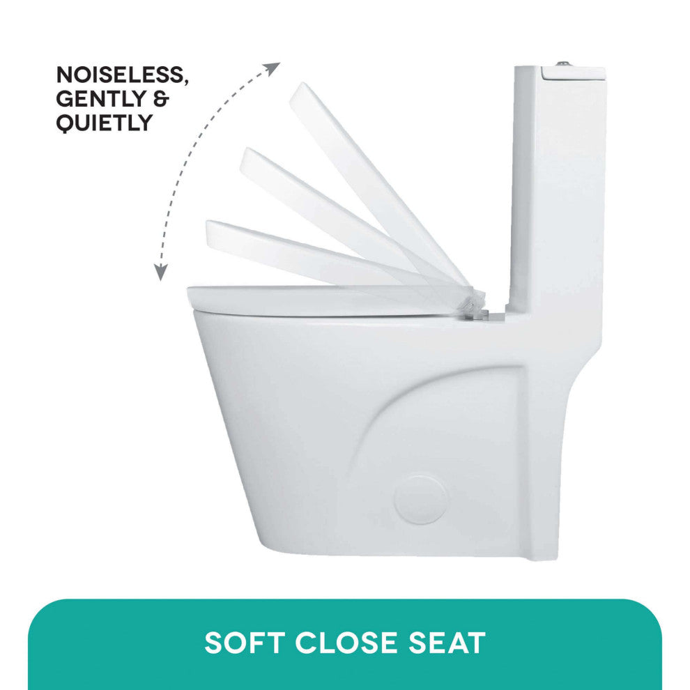 Fine Fixtures Dual-Flush Elongated One-Piece Toilet With High Efficiency Flush, Biscuit