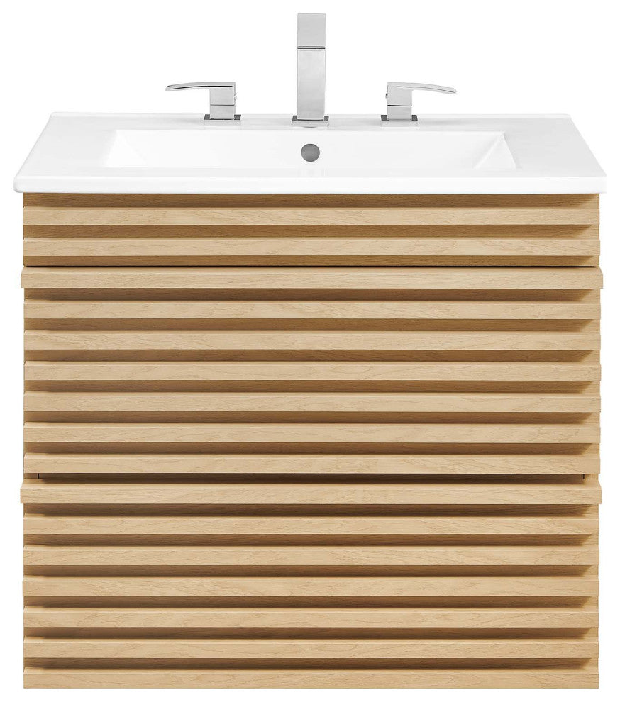 Render 24" Wall-Mount Bathroom Vanity, Oak White