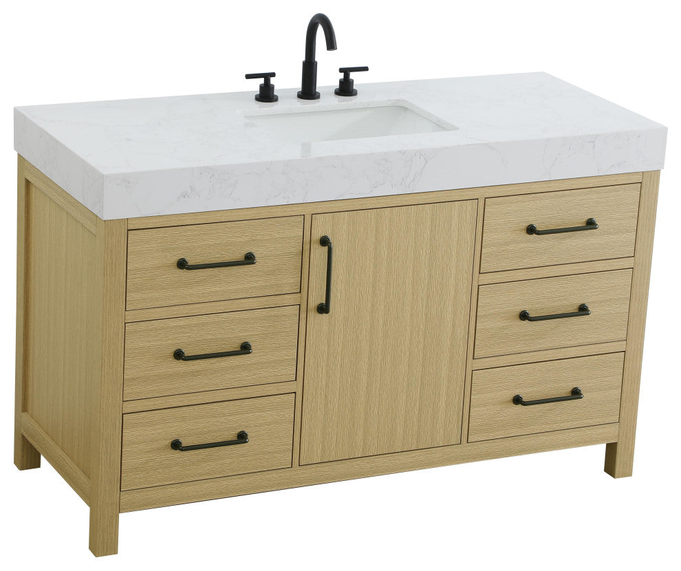 Home Living 54" Single Bathroom Vanity, Honey Brown