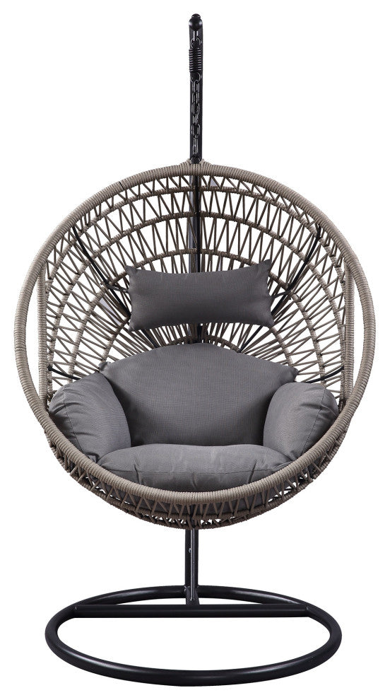 Outdoor Wicker Swing Chair Hanging Egg Chair With Cushion and Pillow