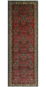 Fine Vintage Distressed Andee Burgundy/Ivory Runner, 3'7 x 10'0