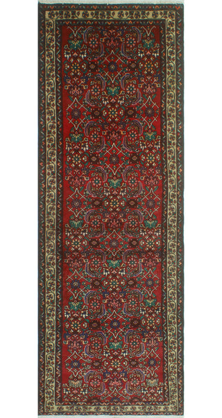 Fine Vintage Distressed Andee Burgundy/Ivory Runner, 3'7 x 10'0