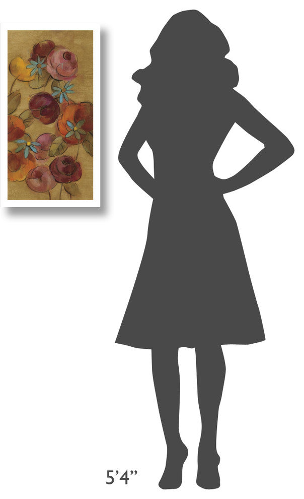 "Pressed Flowers I on Gold" Digital Paper Print by Silvia Vassileva, 14"x26"
