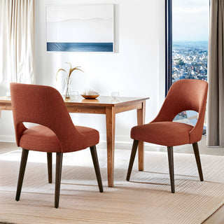 INK+IVY Transitional Dining Chairs Set of 2, Orange/Dark Brown