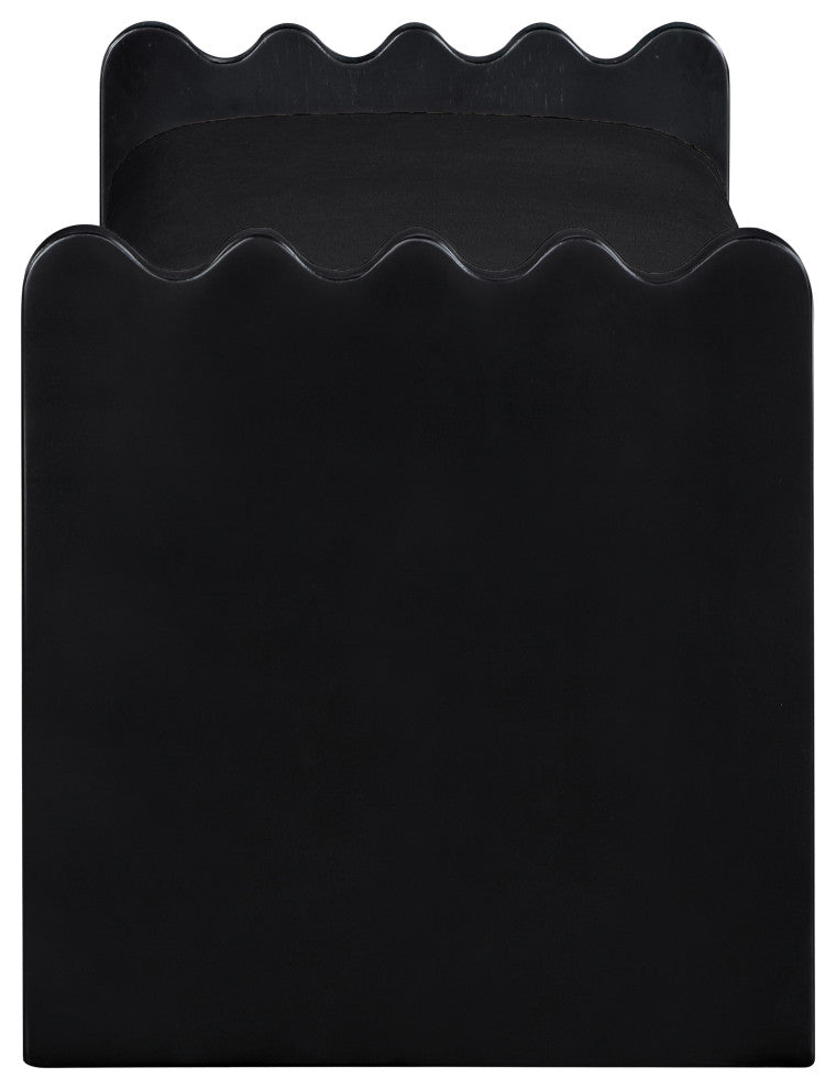 Sonia Upholstered Bench, Black, Velour Fur Fabric, Black Finish