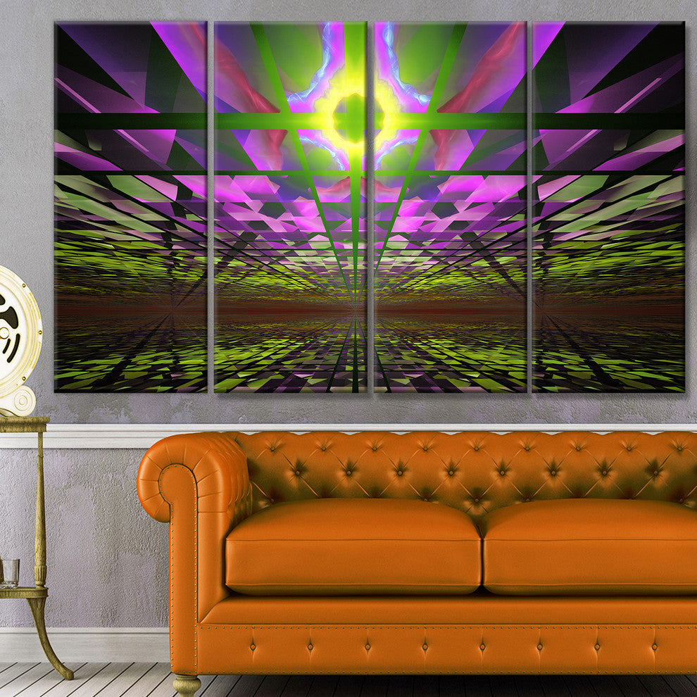 Fractal Cosmic Apocalypse, Abstract Art on Canvas, 48"x28", 4 Panels