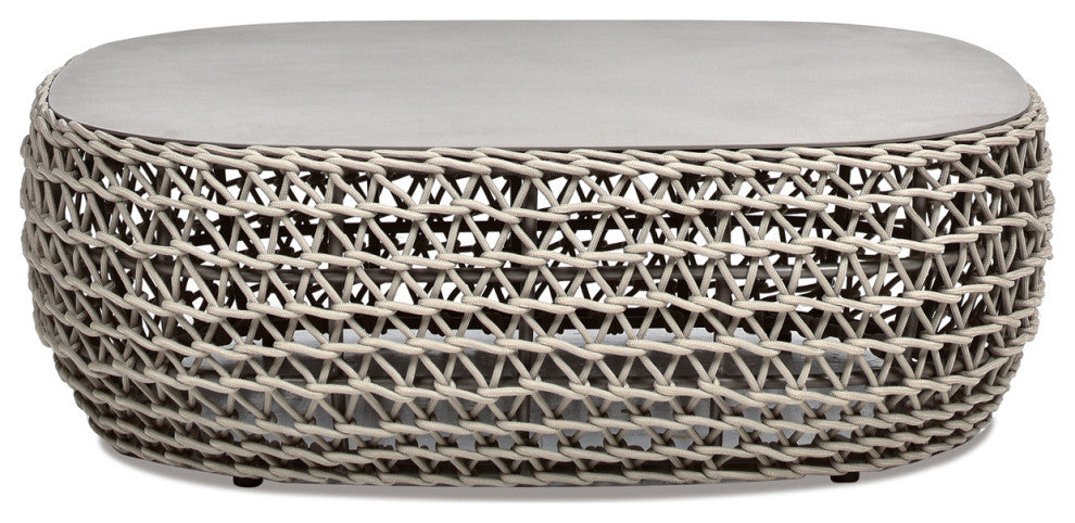 Willow 40.5" Outdoor Patio Coffee Table, Light Beige Olefin