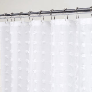White Puff Sheer Shower Curtain