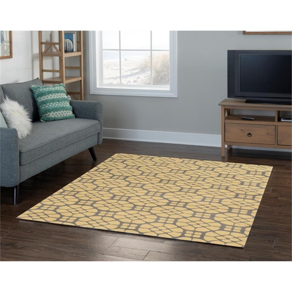 Linon Geo Lynette Hand Tufted Microfiber Polyester 5'x7' Rug in Gray