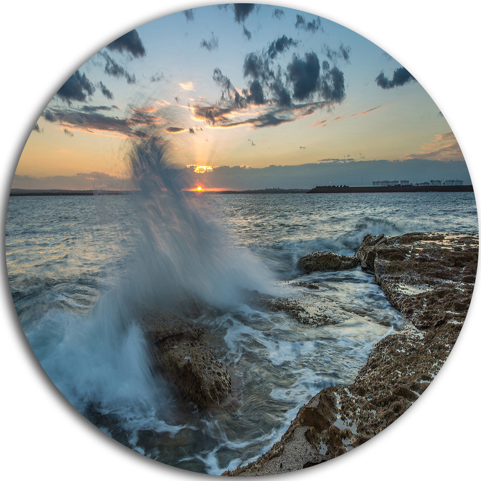 Sunset At Sydney Seashore, Seashore Round Wall Art, 23"