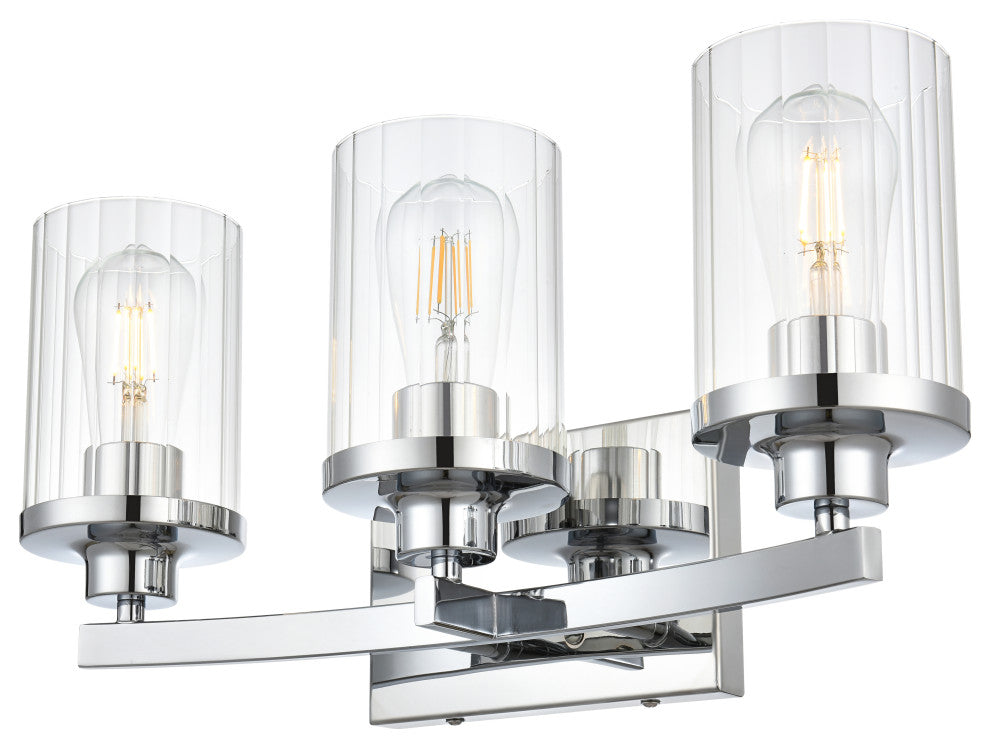 3 Light Chrome And Clear Bath Sconce