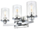 3 Light Chrome And Clear Bath Sconce