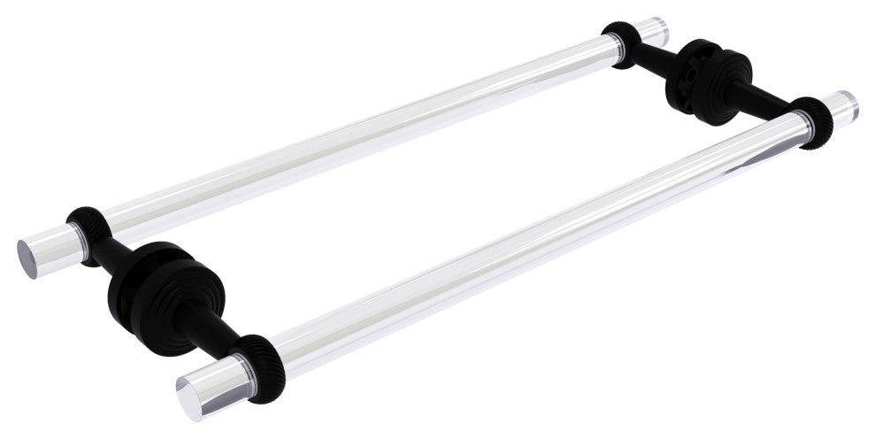 Pacific Beach 18" Twisted Back to Back Shower Door Towel Bar, Matte Black