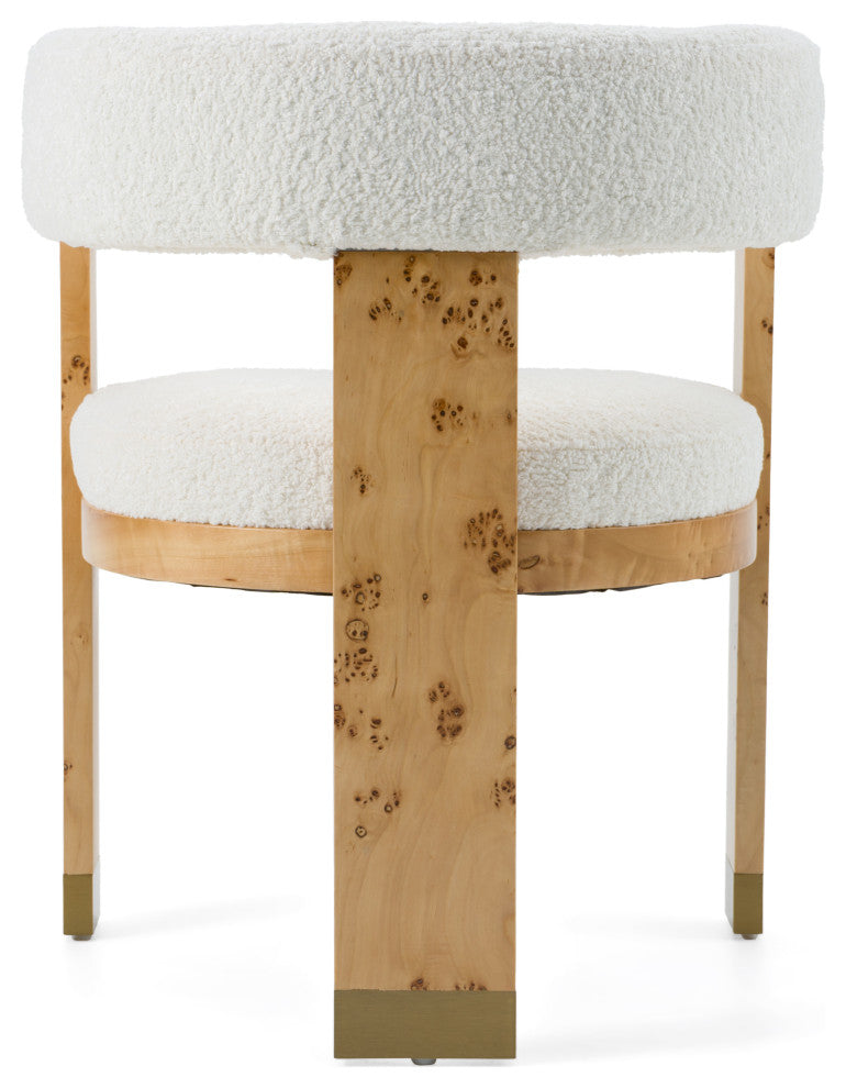 Modrest Letha Modern Cream Fabric + Burl Dining Chair