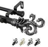 Malina 1" Double Curtain Rod, Black, 66-120"