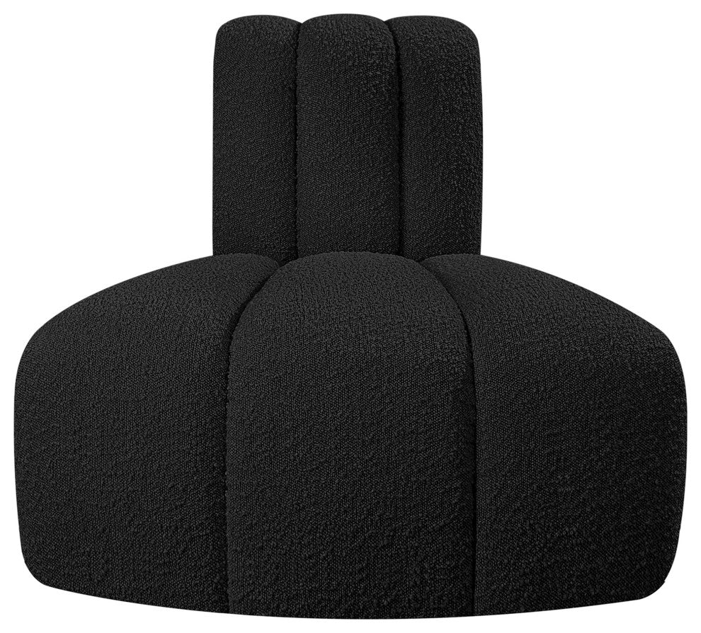 Arc Upholstered Modular Component, Black, 1-Piece: Reverse Corner, Boucle Fabric