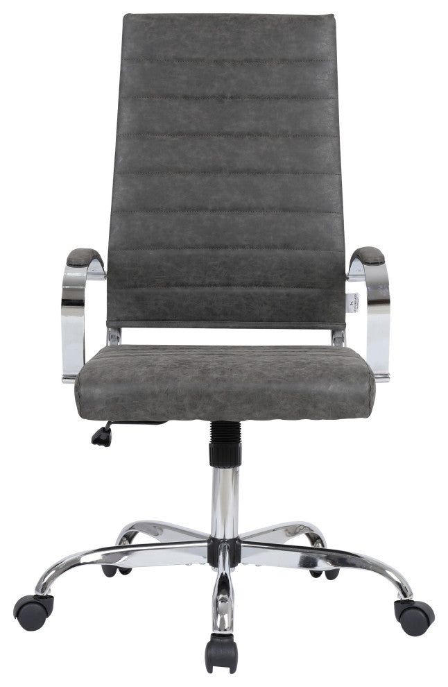 Benmar High-Back Leather Office Chair with Swivel Tilt and Adjustable Height, Charcoal