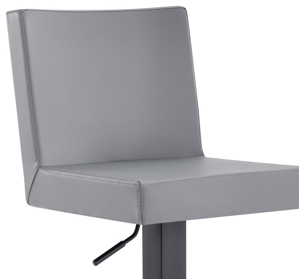 Laurel Faux Leather Swivel Barstool, Gray/Matte Black