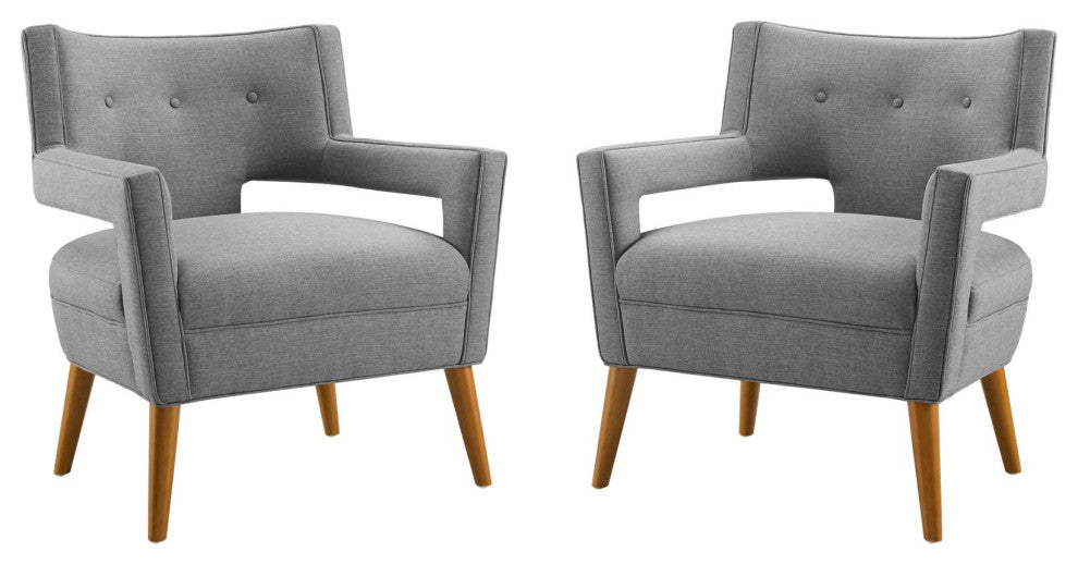 Armchair Accent Chair, Set of 2, Fabric, Gray, Modern, Lounge Hospitality