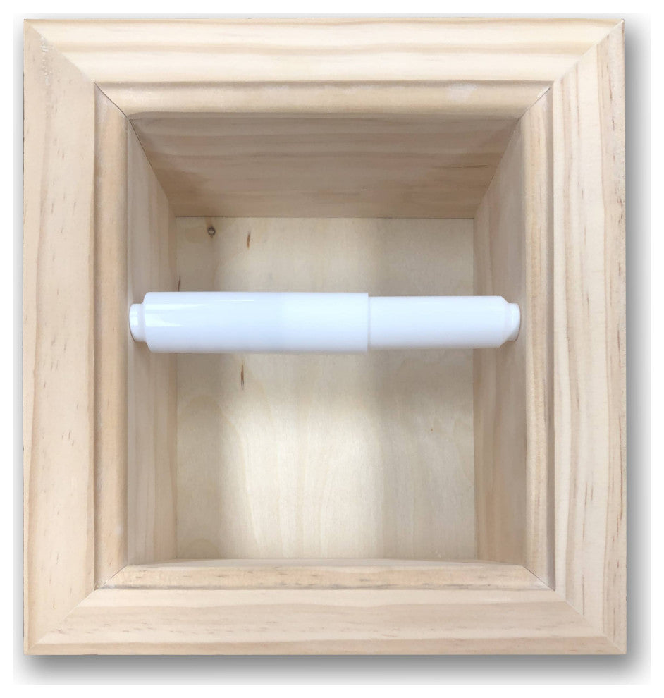 Tampa Recessed Solid Wood Toilet Paper Holder 7 x 8.5, Unfinished