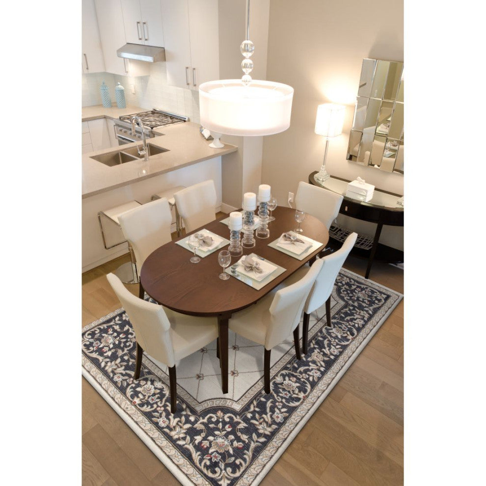 KAS Avalon 5614 Ivory/Grey Courtyard Area Rug, 5'3" x 7'7"