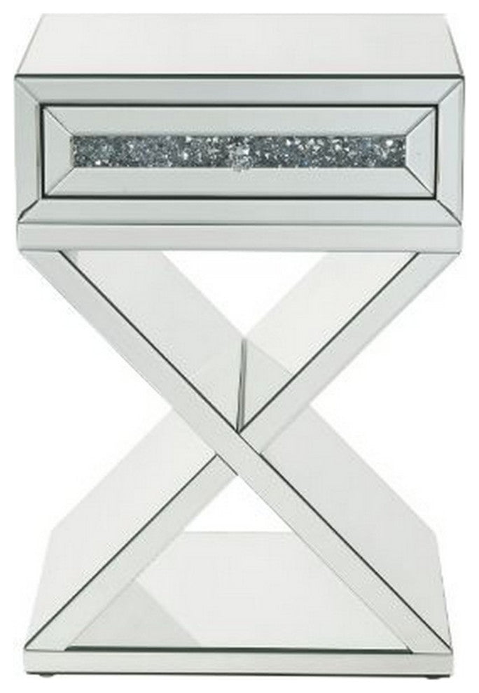 Benzara BM251212 Accent Table WithxShaped Base, White