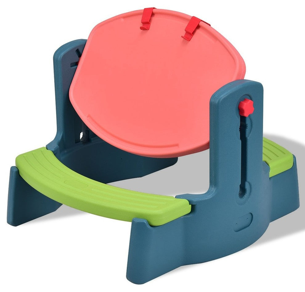 Plastic Height Adjustable 2-in-1 Children Drawing Table Chair Set