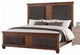 82" X 89" X 68" Brown Fabric Cherry Oak Wood Upholstered HBFB Eastern King Bed