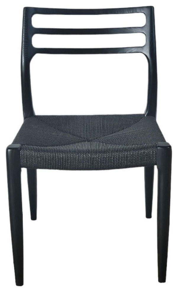 Java Ash Wood Dining Chair, Set of 2, Black