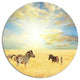 Sunset Over Grassland With Zebras, African Round Metal Wall Art, 23"