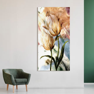 "Pastel Fleur I&II" Frameless Reverse Printed Tempered Glass Wall Art Set of 2