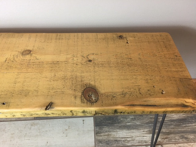 Wooden Bench Hairpin Reclaimed Wood, 12x48x18, Clear Coat