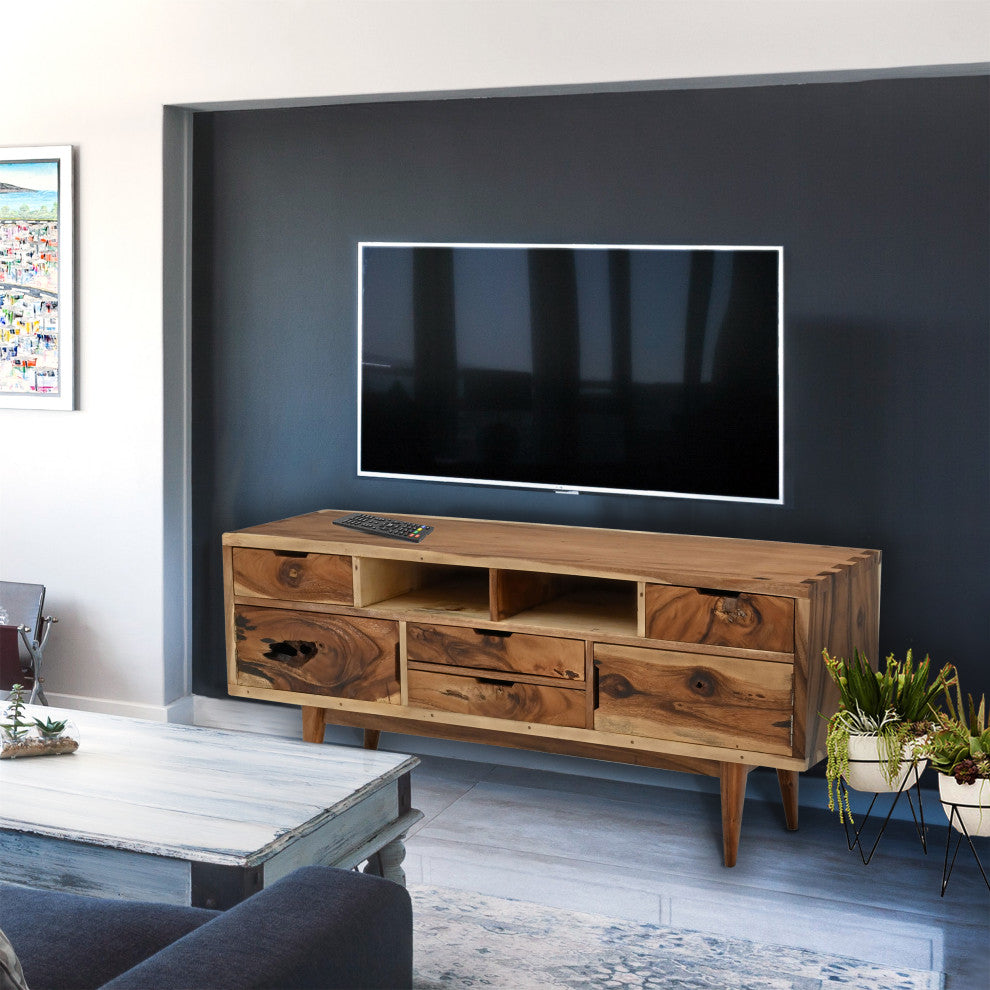 Madrid Live Edge Suar Wood Media Center/Buffet With cabinet 2 Doors/4 Drawers