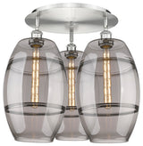 Ballston-Vaz 3-Light 22" Flush Mount, Satin Nickel, Light Smoke