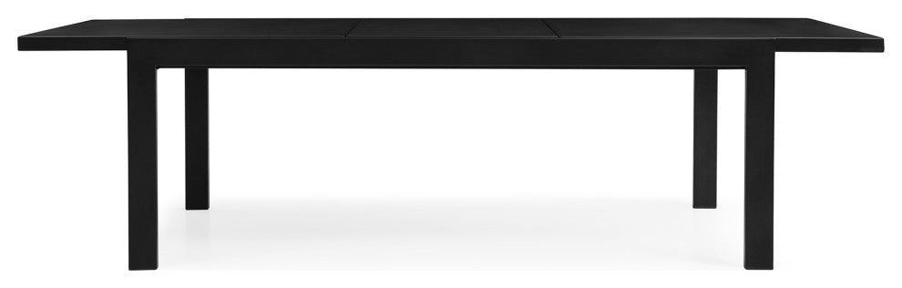 Loma Outdoor Extension Dining Table With Powder Coated Aluminum Frame, Black