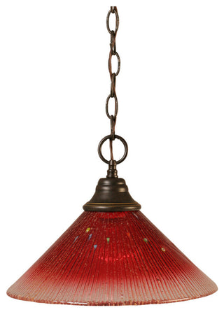 1-Light Chain Hung Pendant, Dark Granite/Raspberry Crystal