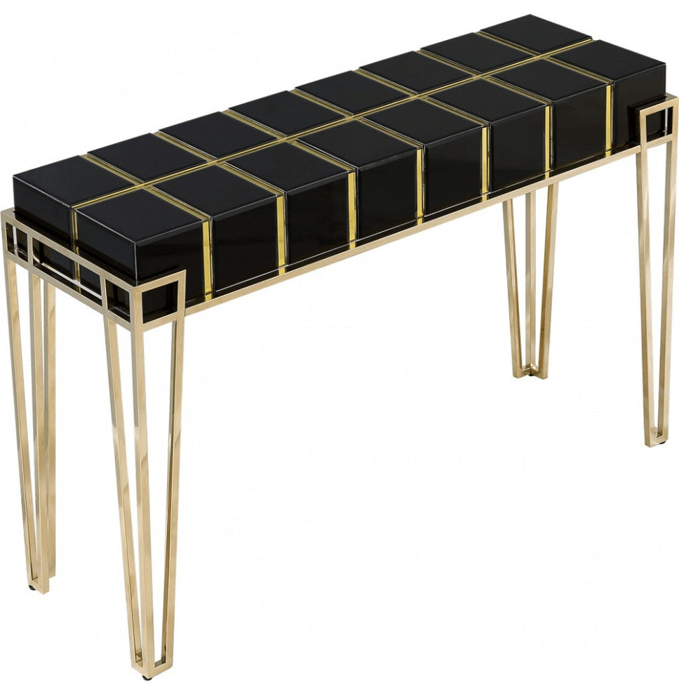 Gold and Black Sqaured Console Table