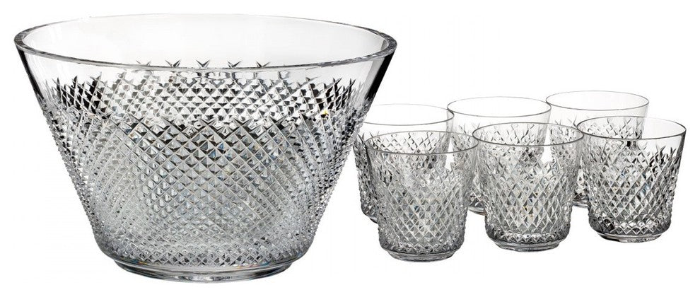 Waterford Alana 60th Anniversary Punch bowl Set with 6 Punch Cup