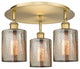 Cobbleskill-3 Light 17" Flush Mount-Brushed Brass, Mercury Glass Shade
