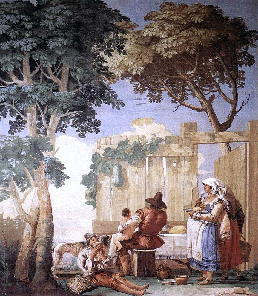 Giovanni Domenico Tiepolo Family Meal, 20"x25" Gallery Wrapped Canvas Print