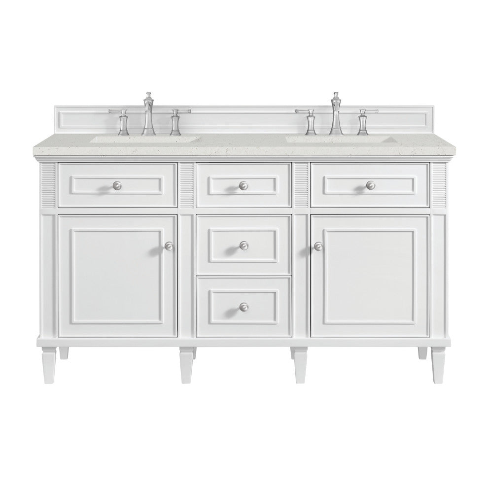Lorelai 60" Double Vanity, Bright White, 3 CM Lime Delight Top